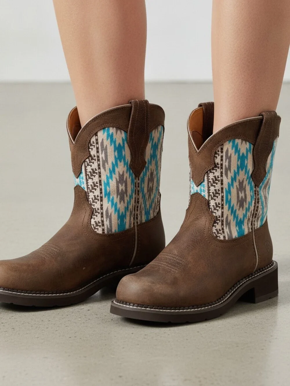 Ariat Brown Blue Aztec Pattern Western Boots | Women's 8.5 Regular